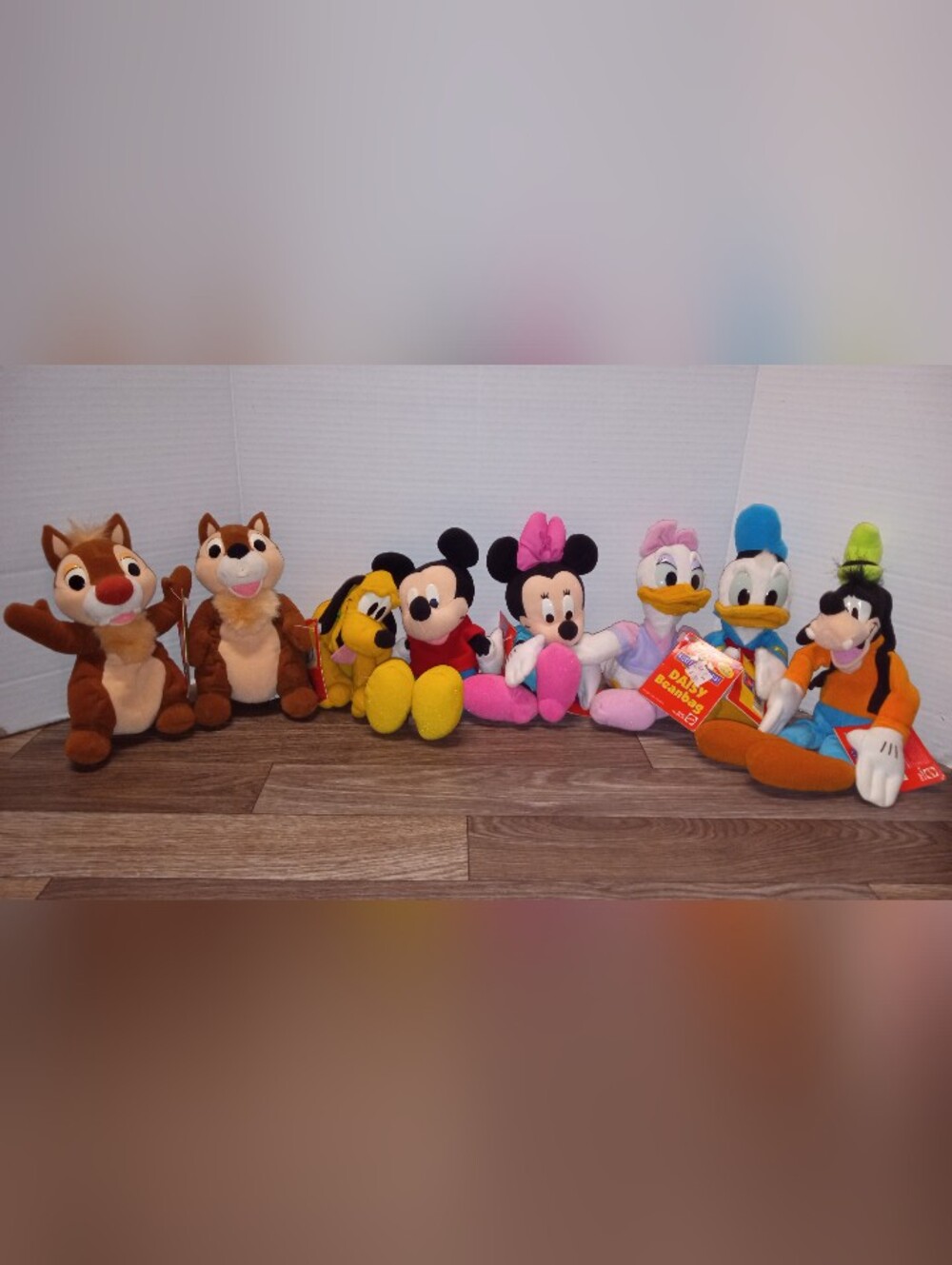 1998 Mattel Mickey Mouse Beanbag Plush Minnie Daisy Donald Goofy Pluto Chip Dale